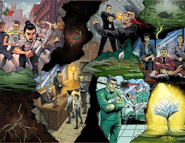 Colored sequential comic page