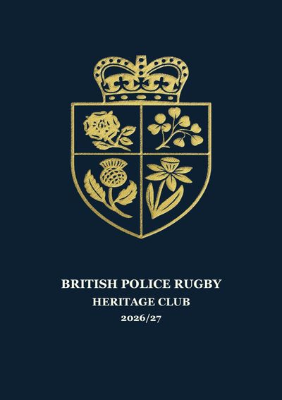 British Police Rugby Heritage Club emblem with crown and plants.
