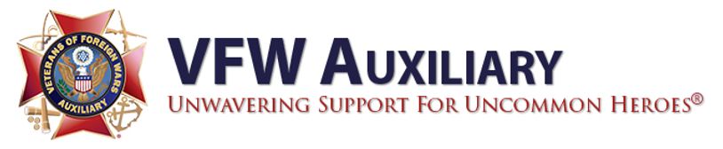 VFW Auxiliary logo with motto about support for heroes.