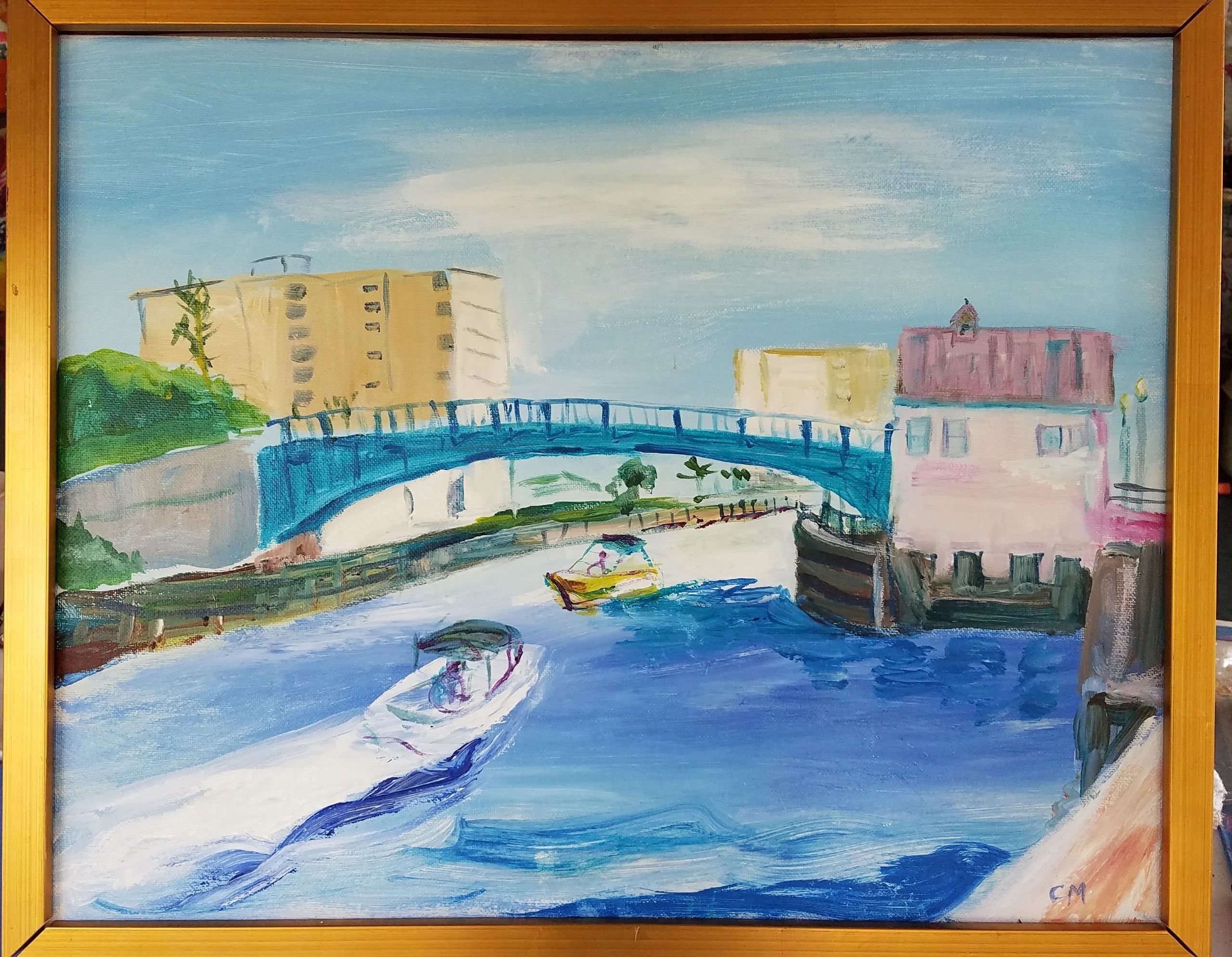 Title, Delray Beach intercoastal
Size, 16”h by 20”w
Medium:acrylic on canvas
