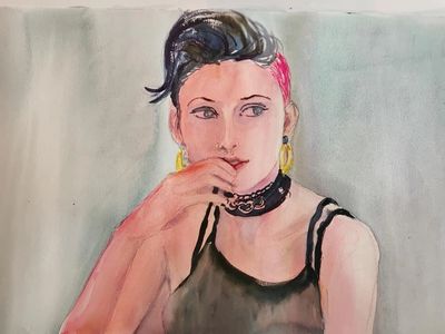 water painting of a woman