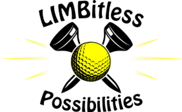 LIMBitless Possibilities logo, modified with a golf ball over crossed golf tees.