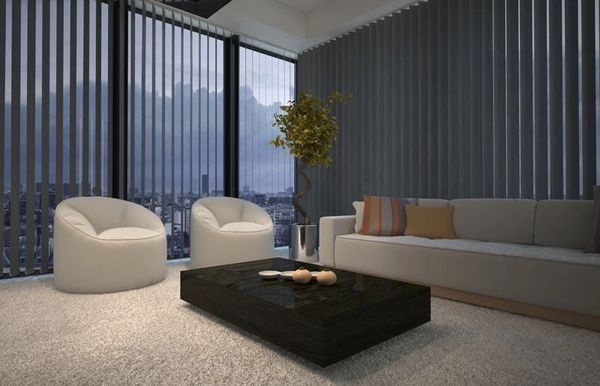 Vertical blinds in the living room