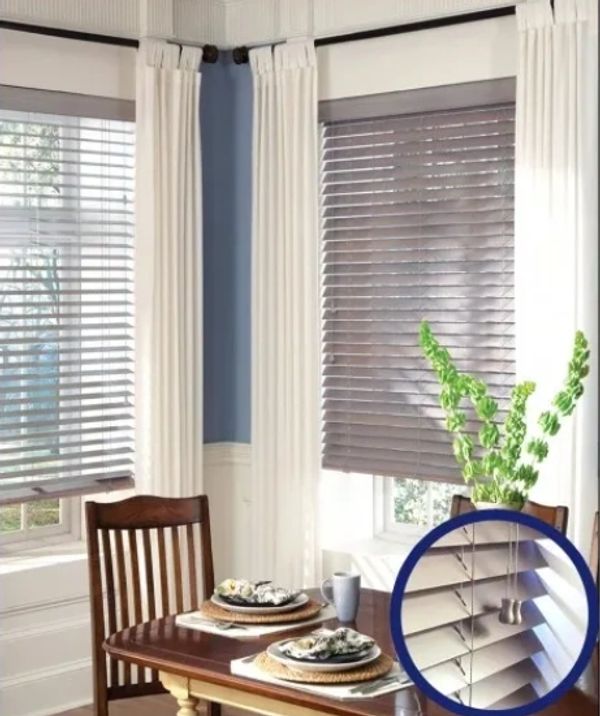 Wooden blinds in the dining room
