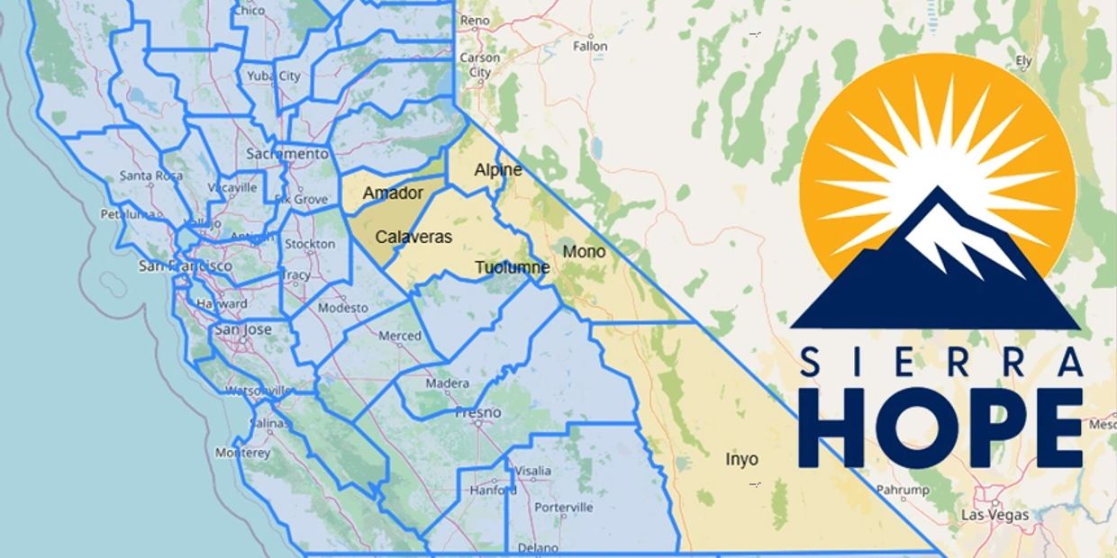 Map showing Sierra HOPE regions in California.