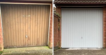 Garage door painted in east grinstead