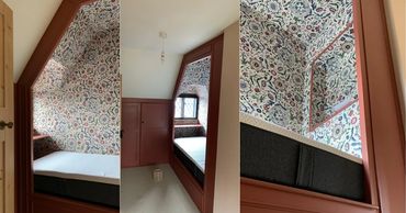 Little snug bedroom wallpapered and painted for a unique design and stunning finish