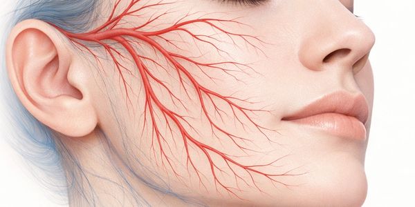 Close-up of a woman's face showing red facial blood vessels.