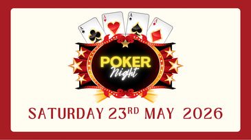 Poker Night event announcement for Saturday, May 23rd, 2026.