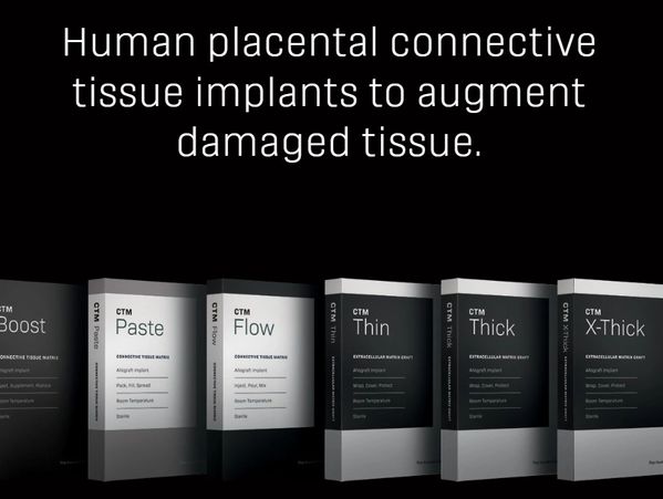 Human placental tissue implants to repair damaged tissue.