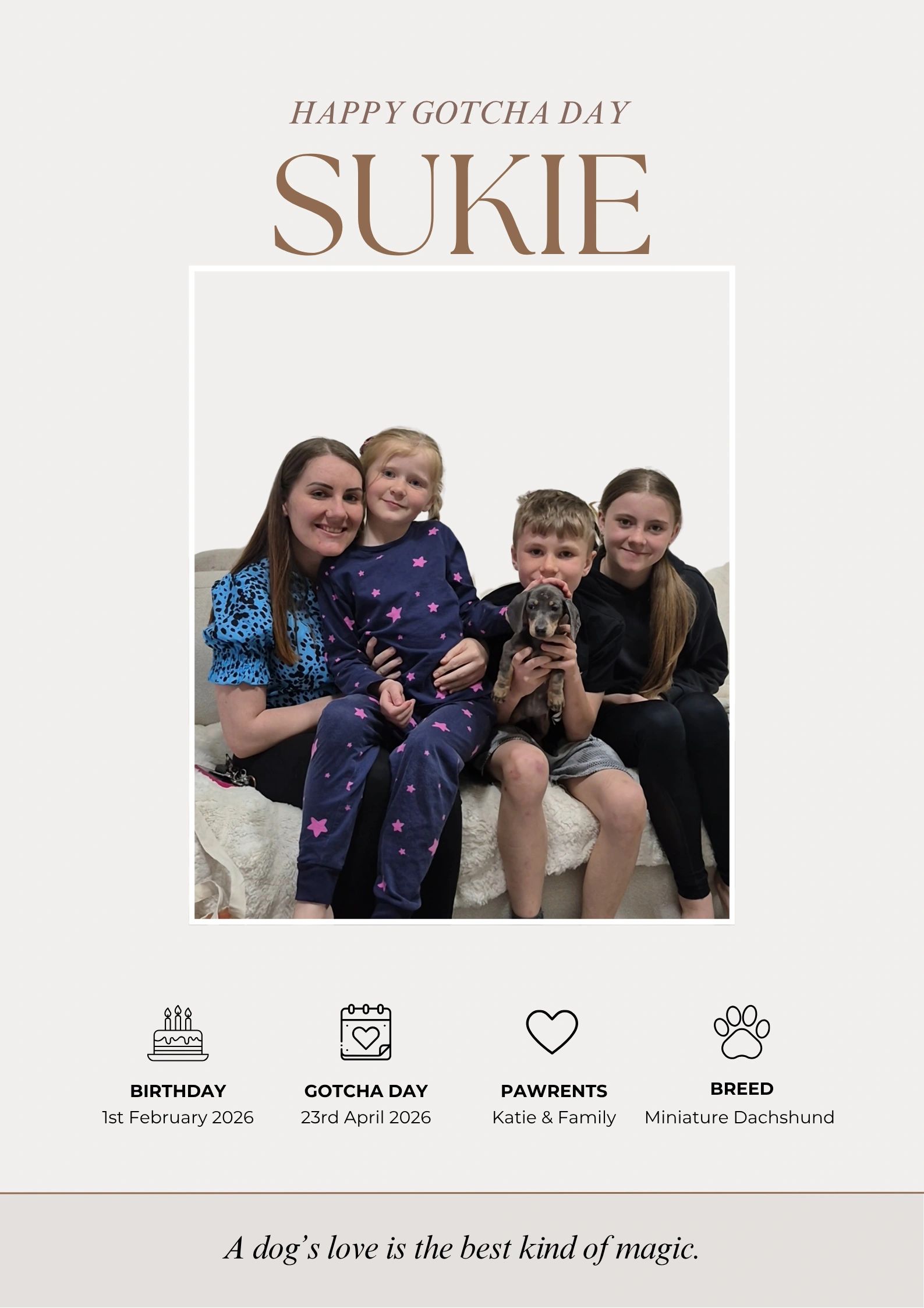 Family celebrates Sukie's gotcha day with love and joy.