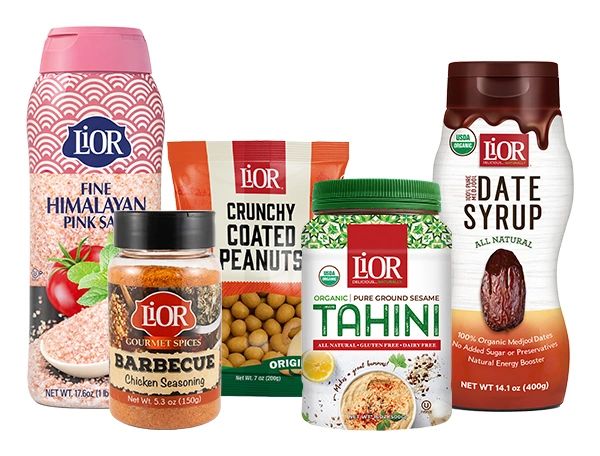 Various LIOR brand seasoning and organic products.