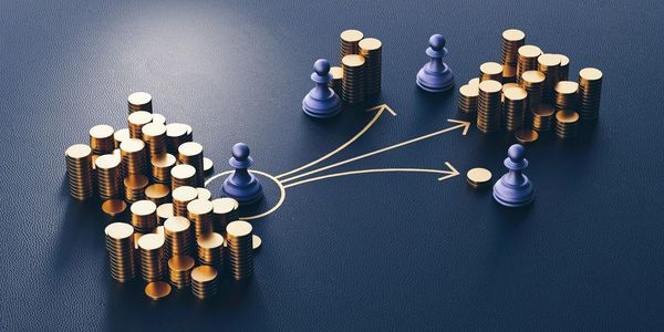 Business expansion concept with stacked coins and strategic arrows