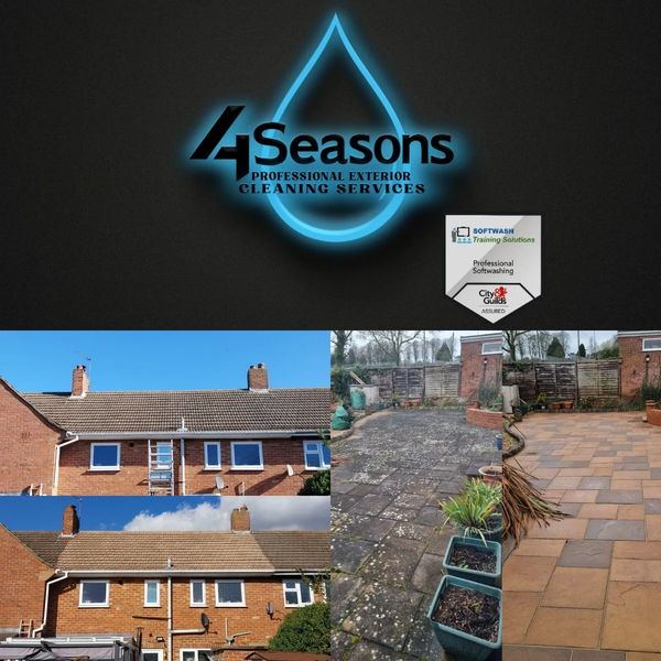 Our logo showing our City&Guilds achievement, with a recent roof clean and pressure washing job.