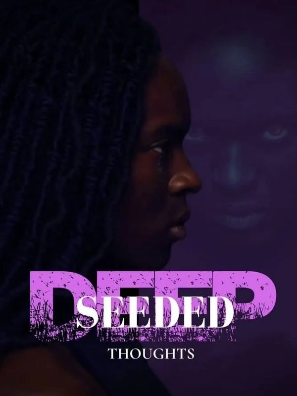 Dark profile of a woman with text 'Deep Seeded Thoughts' in purple and white.