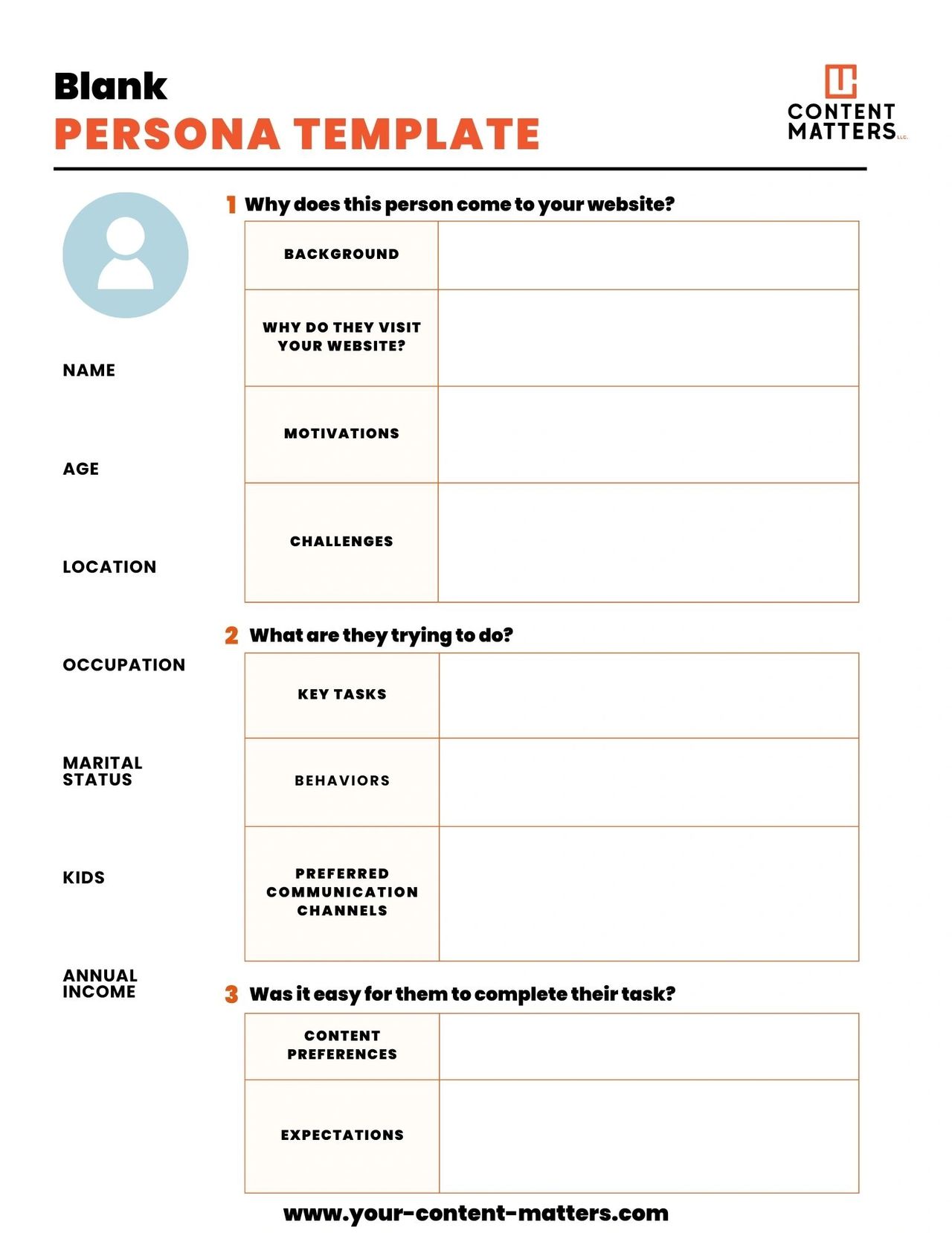 Content Matters Persona Template Content Matters Persona Template