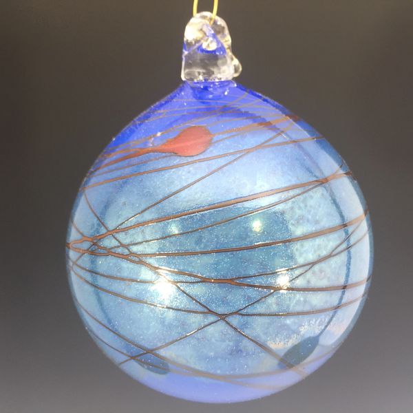Ball ornament blue with red accents