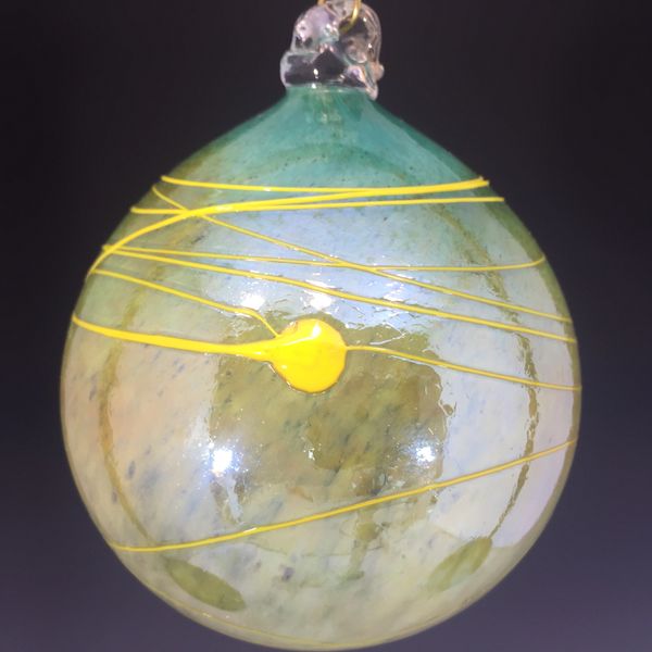 Ball ornament green with yellow
