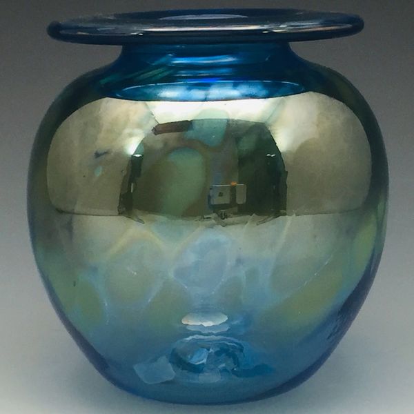 Silver Blue Bud Vase with flared lip 2