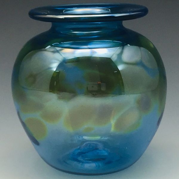 Silver Blue Bud Vase with flared lip 4