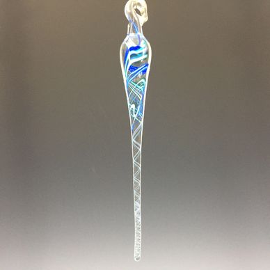 Blue and green icicle ornaments