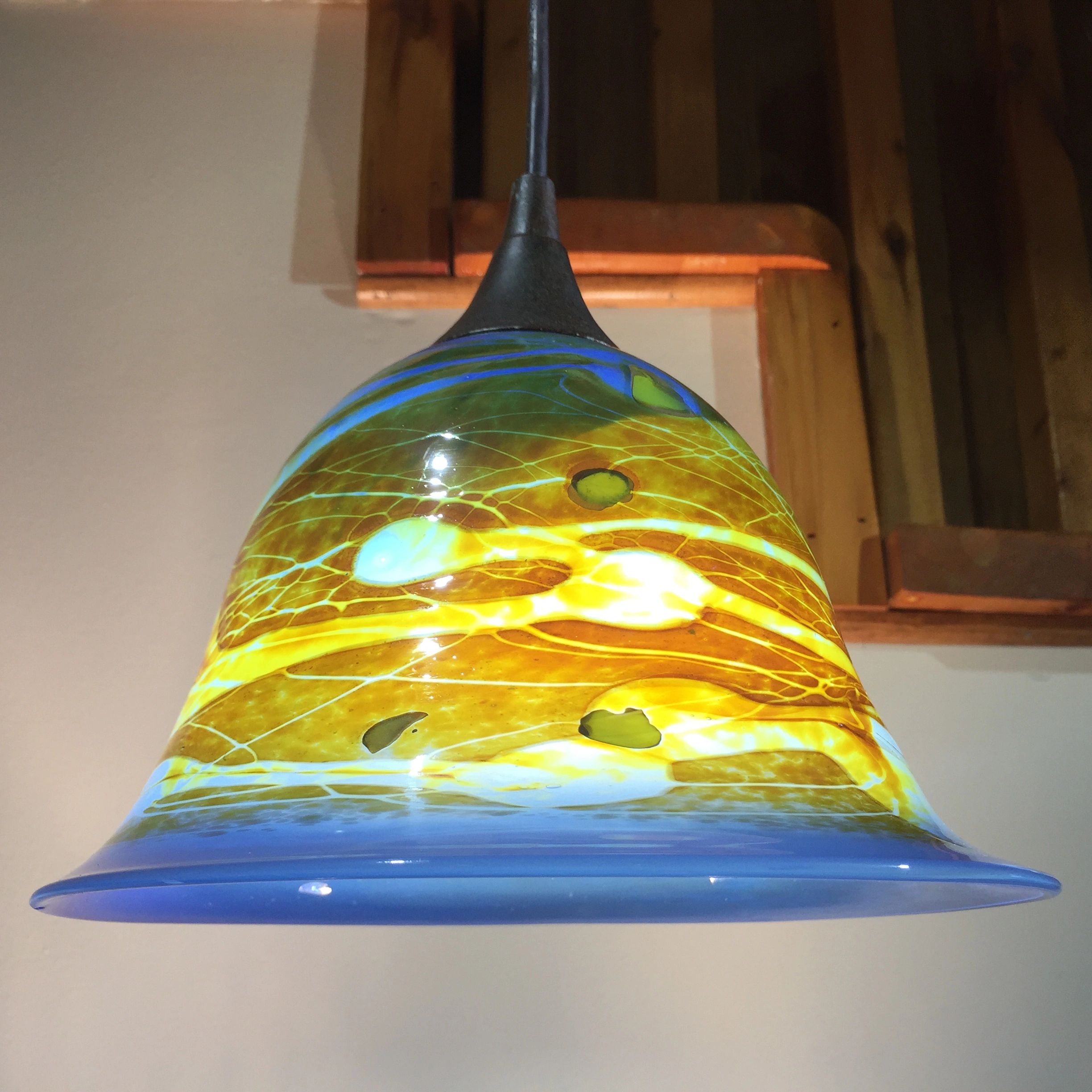 Blue Fade Strata with Yellow Accents medium width