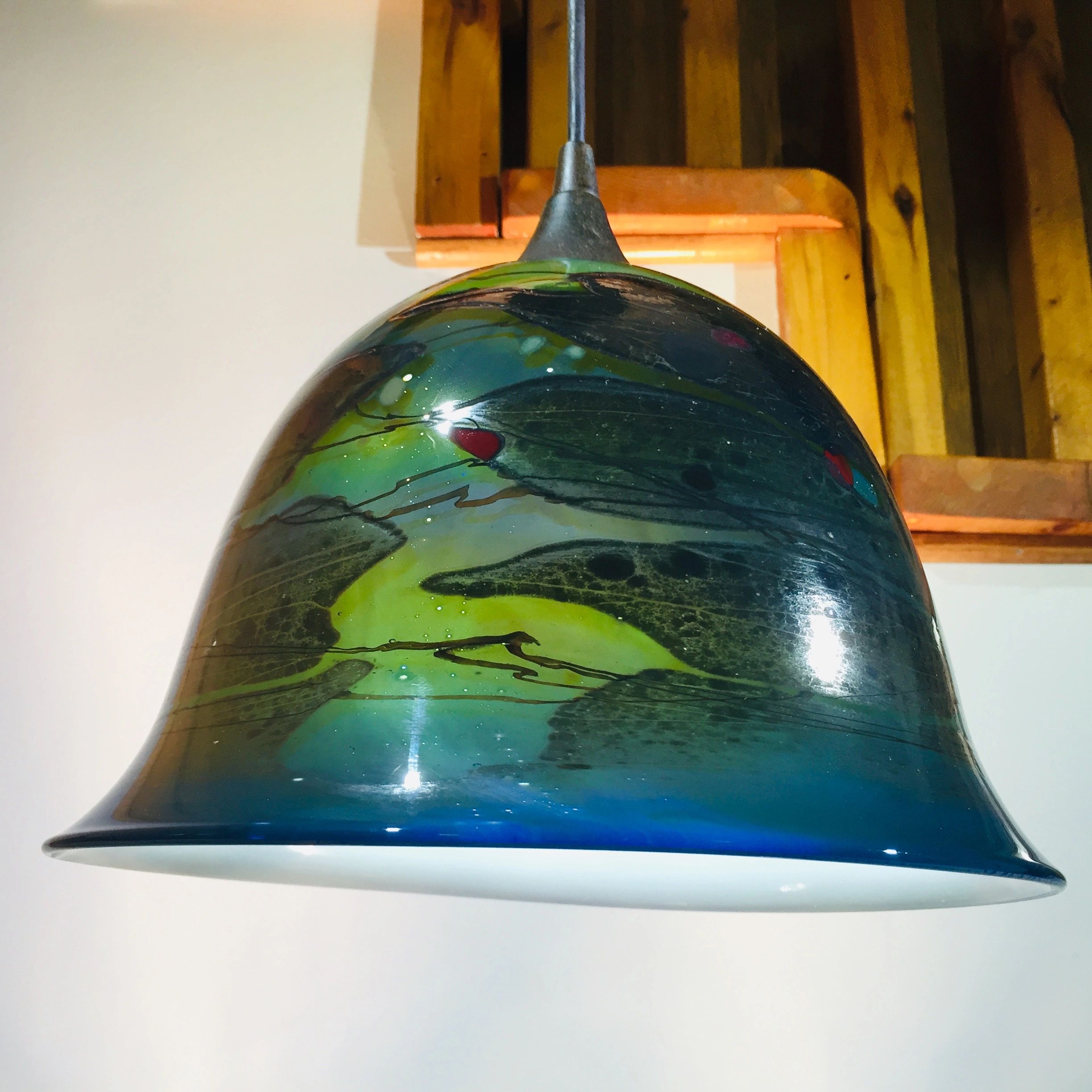 Large Dark Blue Strata Pendant Shade with Red Accents