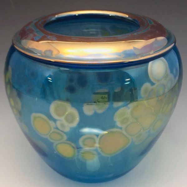 Silver Blue Round Vase with folded lip 5