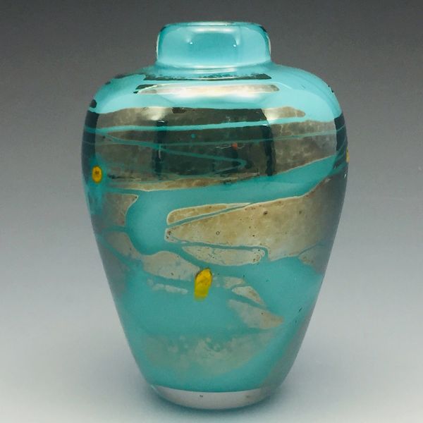 Turquoise Miniature Round Strata Vase