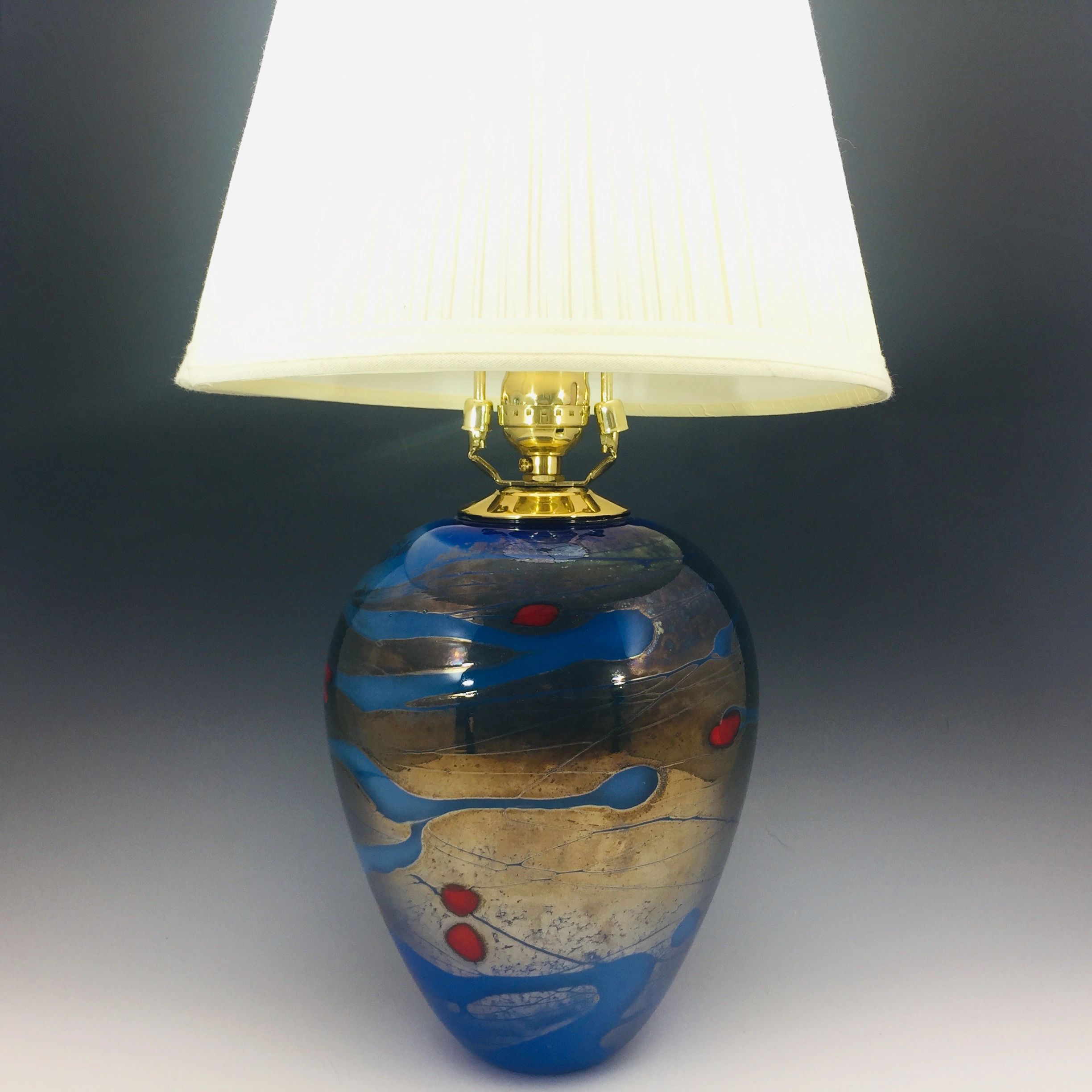 Blue Strata Table Lamp With Fabric Shade