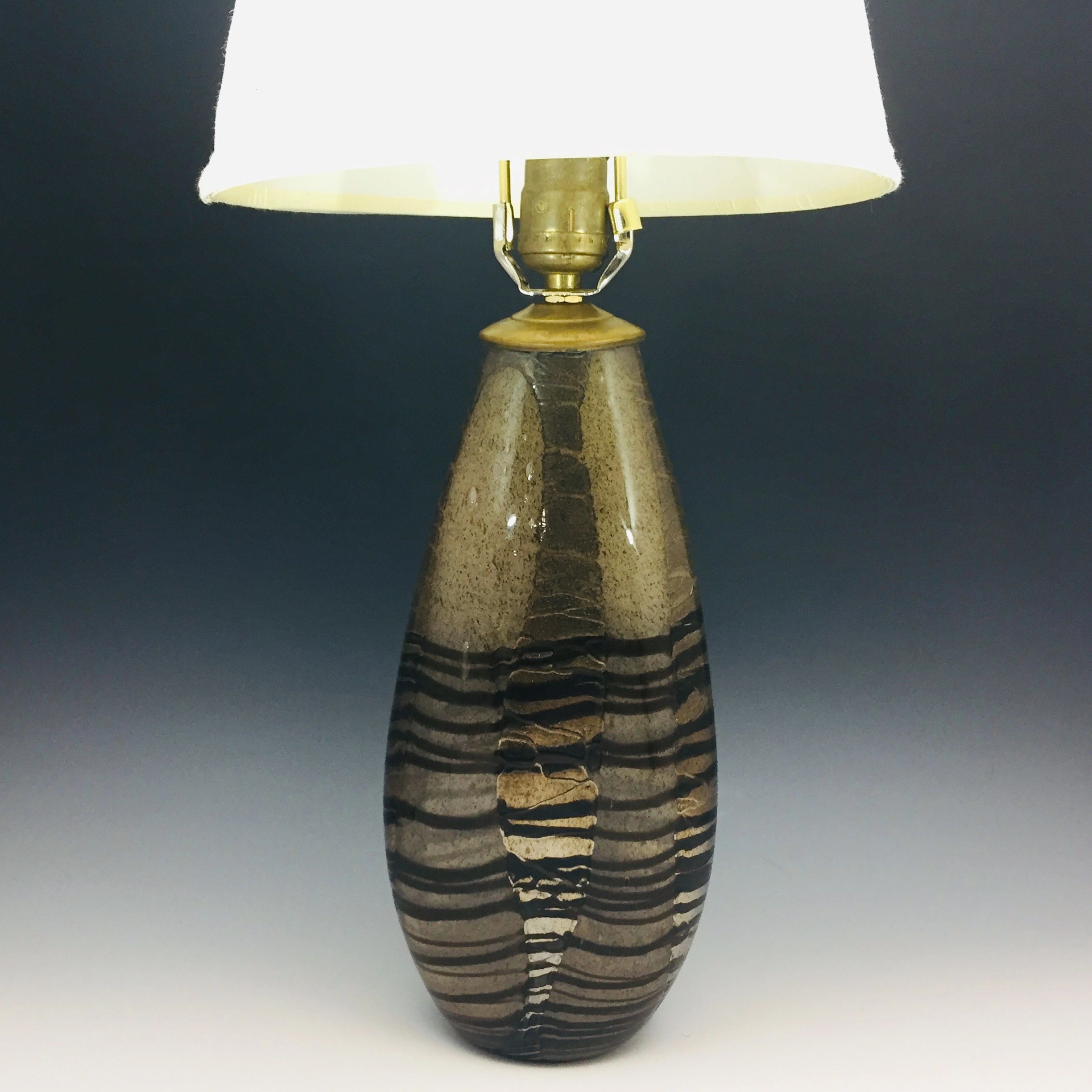 Gold Brown Strata Table Lamp With Fabric Shade