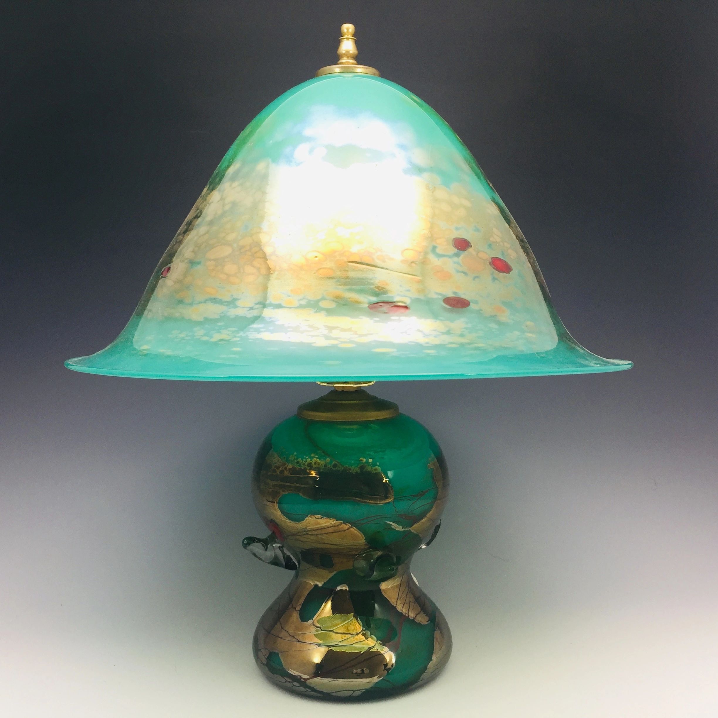 Turquoise Spiky Strata Table Lamp With Turquoise Shade