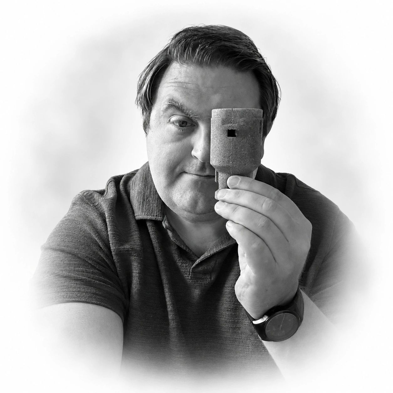 Matthew Wonnacott inventor of Ethicork holding the finished natural cork air care refill