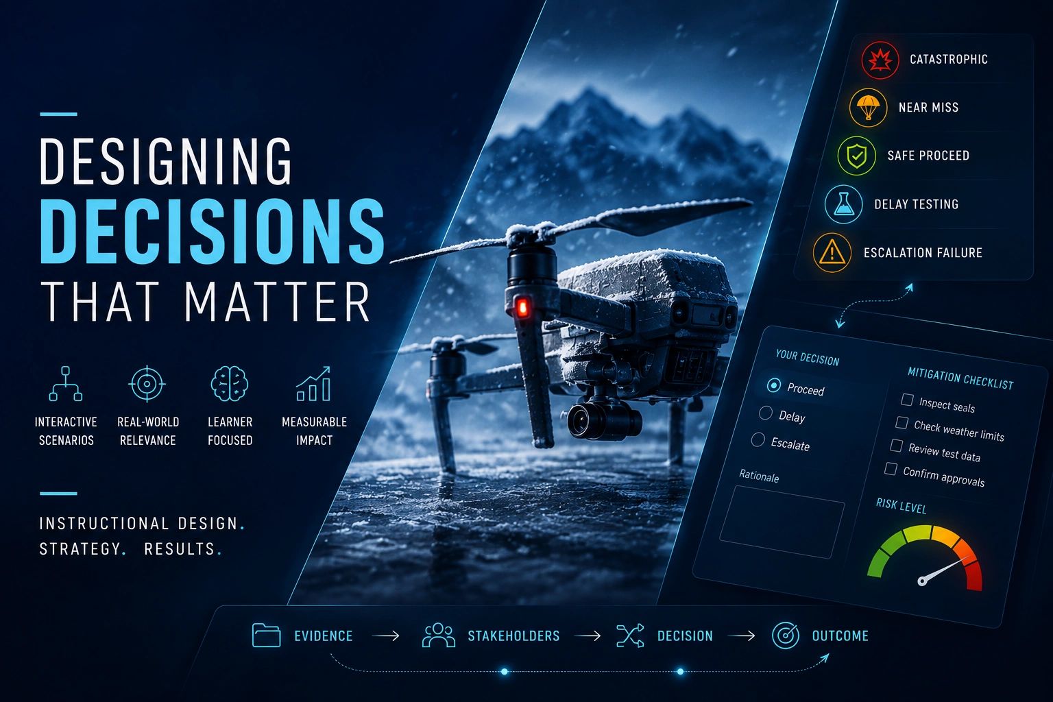 Designing impactful decisions with drones and risk assessment.