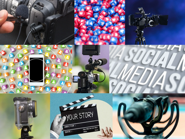 Various media and social media related tools and icons.