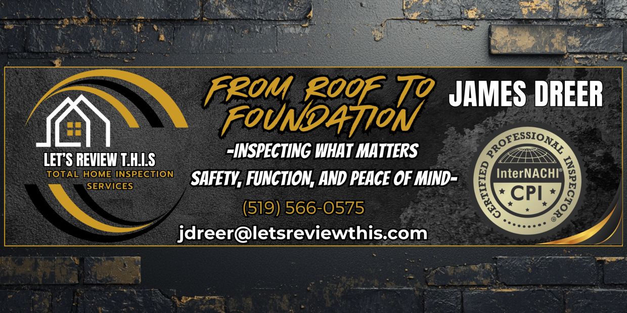 Business banner for Let's Review T.H.I.S home inspection services by James Dreer.