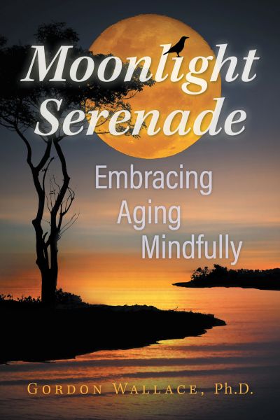 Book cover with a sunset, tree, and moon illustration.
