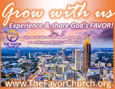 City skyline with church growth invitation and Bible verse Matthew 5:14.