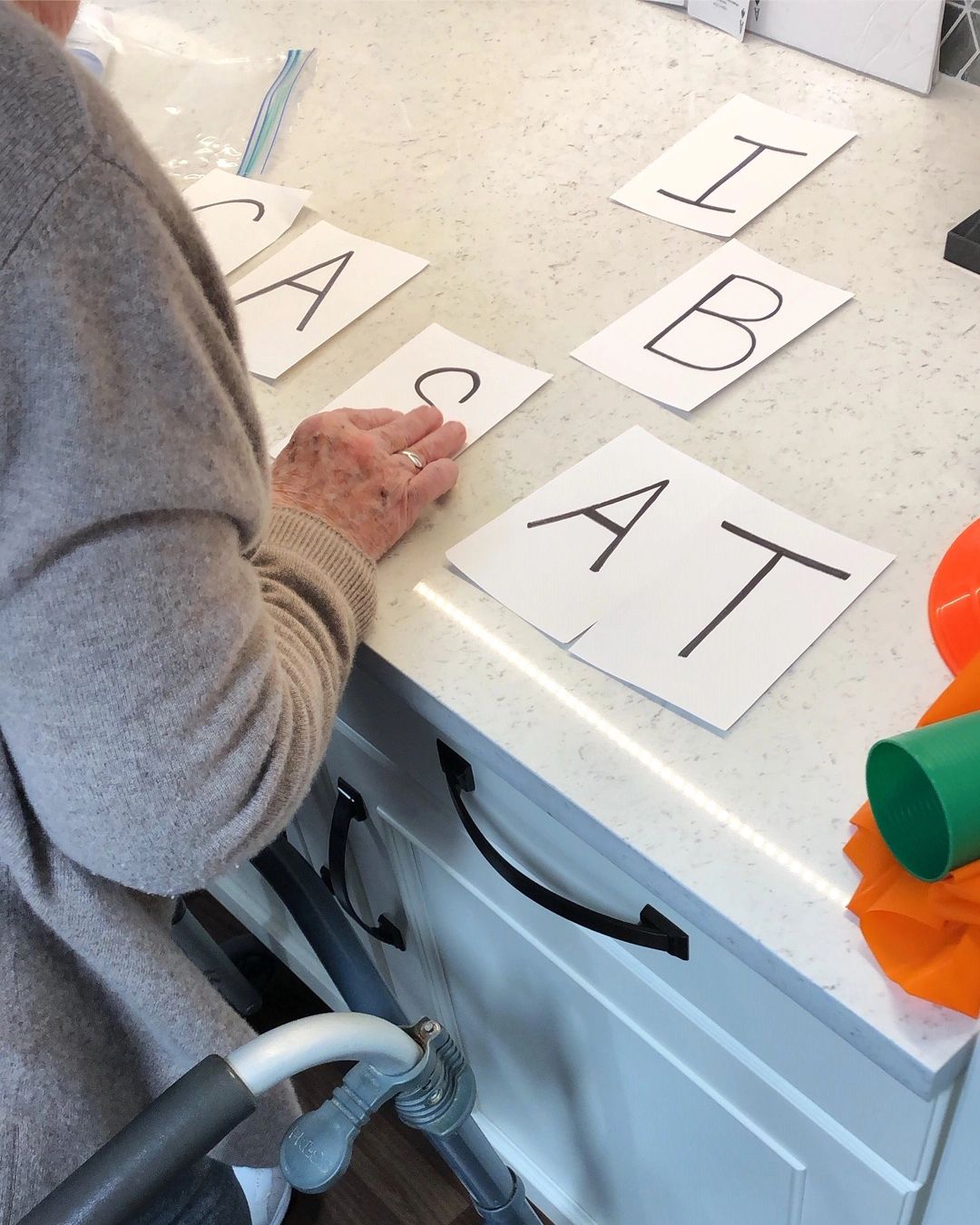 Standing Balance Activity with Letters