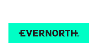 Logo of EVERNORTH with bold black letters on a teal background.
