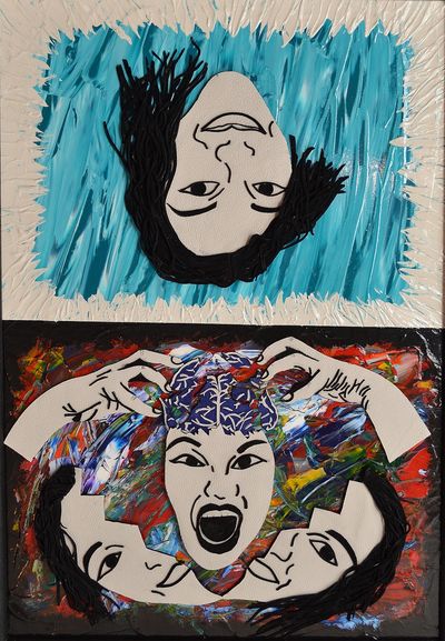 Award-winning interactive framed art exploring brain injury and invisible disability awareness.