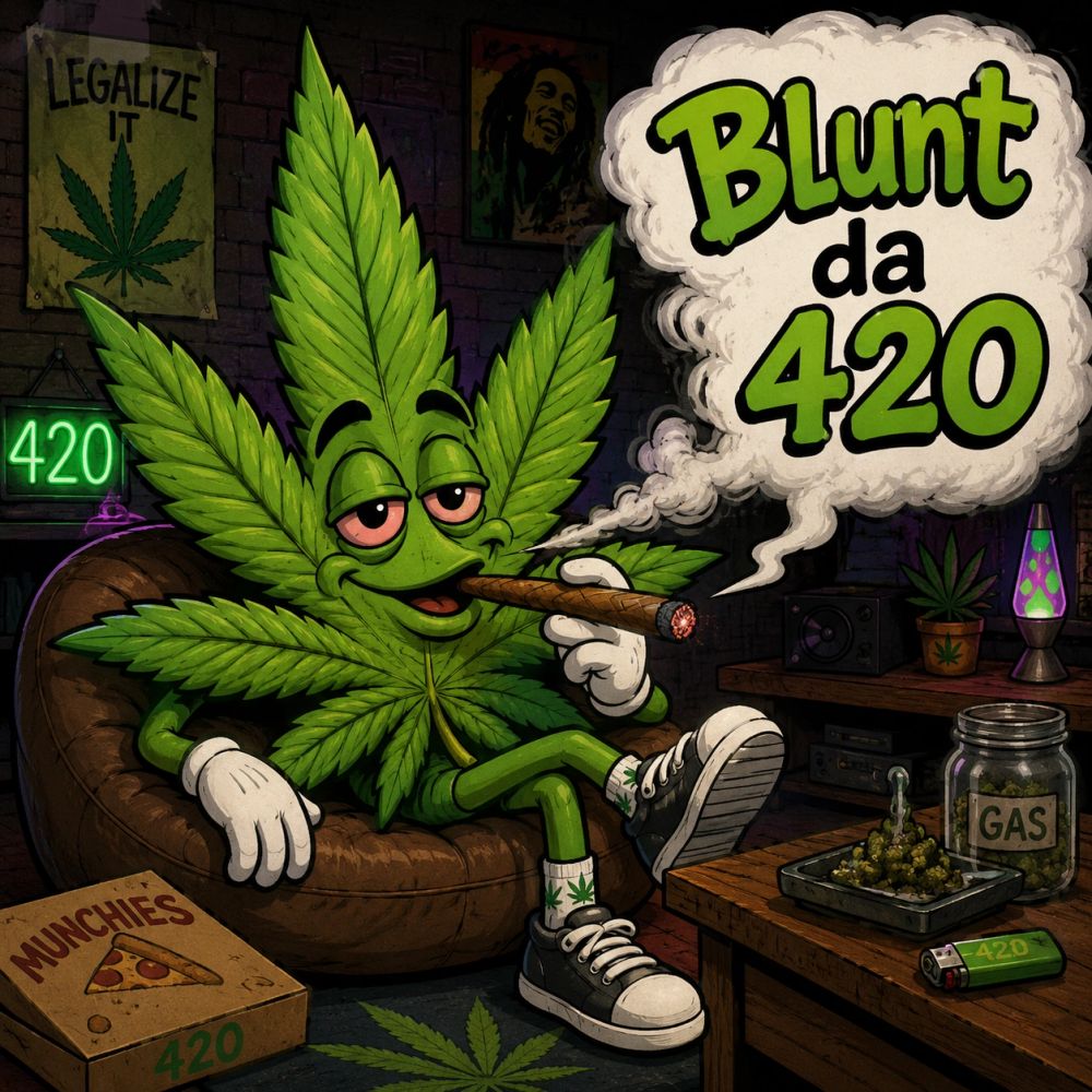 Cartoon cannabis mascot card game
