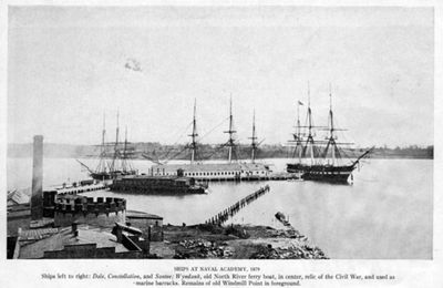 Ships at the Naval Academy, 1879

Ships left to right:  Dale, Constellation and Santee