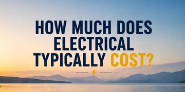 Text asking about the typical cost of electrical services against a sunset background.