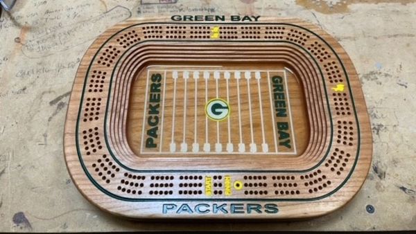 Green Bay Packers vs. Minnesota Vikings Football Cribbage Board