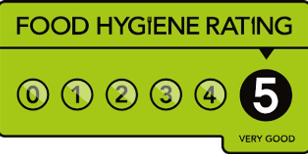 Food hygiene rating scale highlighting a top rating of 5 indicating very good hygiene.