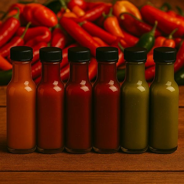 Dunsworth Hot Sauces lined up and ready for labels
