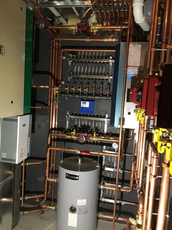 Hydronic heating system, boiler room, heated floors, snowmelt Toronto HVAC GTA York Region