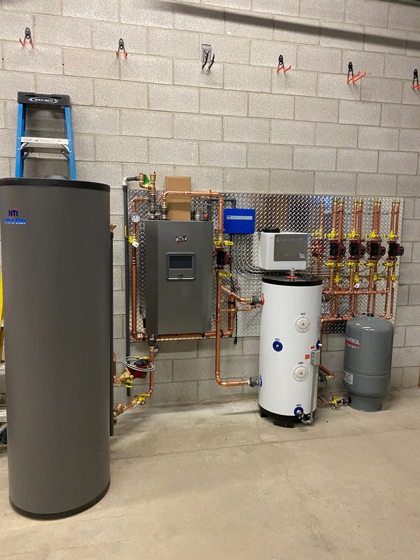 Hydronic heating system, boiler room, heated floors, snowmelt Toronto HVAC GTA York Region