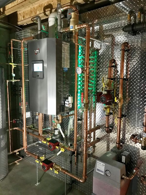 Hydronic heating system, boiler room, heated floors, snowmelt Toronto HVAC GTA York Region